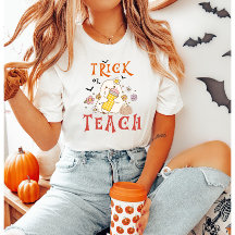 Trick O Enseñar Camiseta A Profesores De Halloween