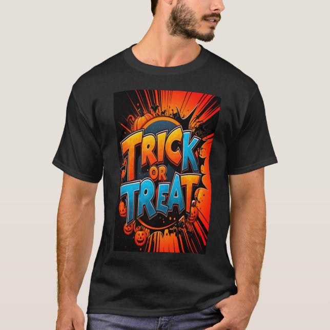 Trick o tratar la camiseta de Halloween (Anverso)