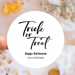 Trick o Treat Halloween Favor Trate Pegatina