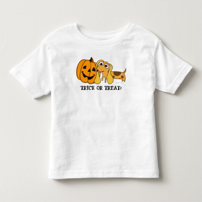 Trick O Trek Niños Halloween Camiseta De Cachorro  (Anverso)
