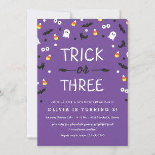 Trick o tres invitaciones de tercer cumpleaños de 