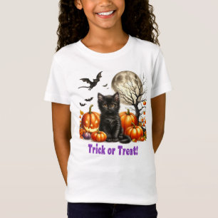 Trick o Tret Halloween Black Cat Pumpkin Camiseta