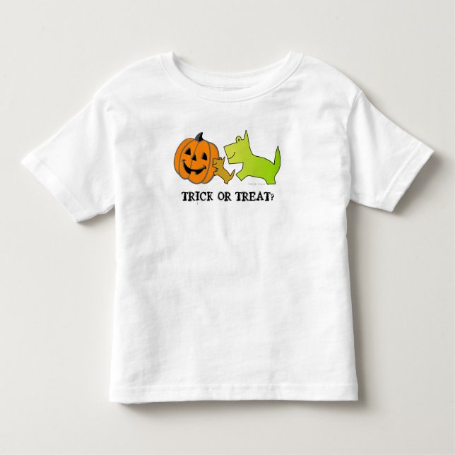 Trick O Trick A Niños Halloween Camiseta De Cachor (Anverso)