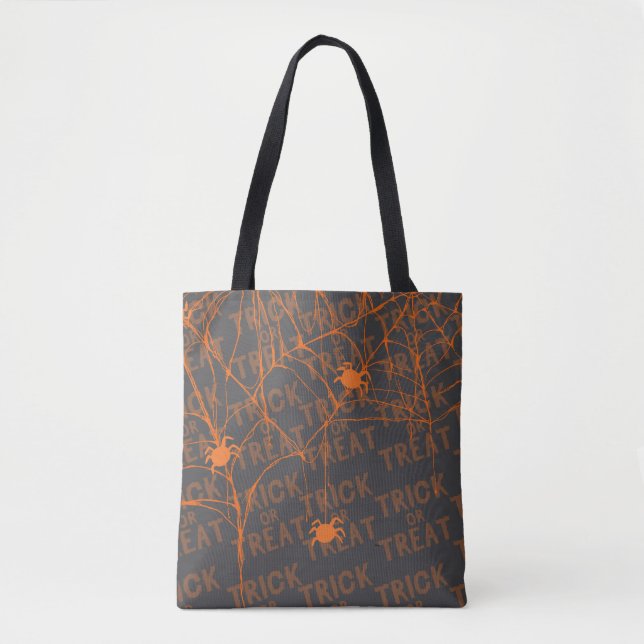 Trick or Treat Araña Bolsa Negra Tote (Anverso)
