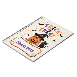 Trick or Treat Naranja Cuaderno de Halloween Perso