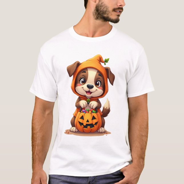Trick or Treat Perro � Camiseta de cachorro de Hal (Anverso)