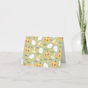 Trick Treat Boo   Tarjeta de nota feliz de Hallowe