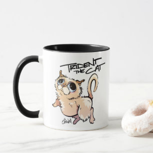 Trident la taza de café ilustrada gato 01