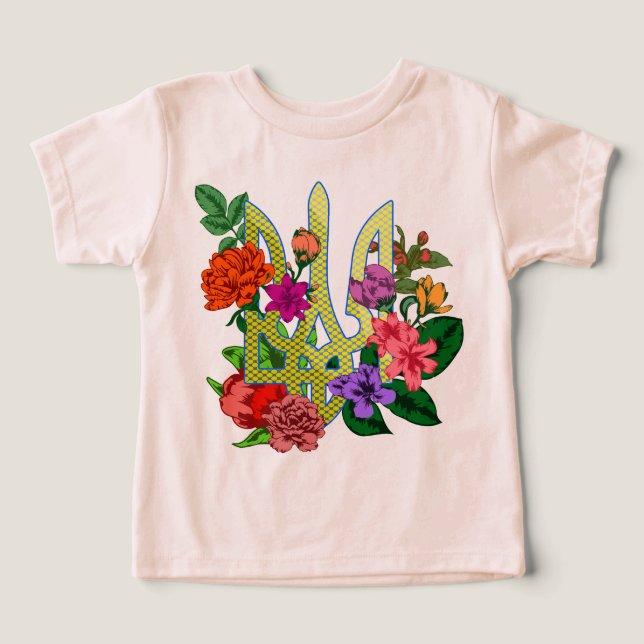 tridente tryzub de la heráldica ucraniana con flor (Diseño delantero )