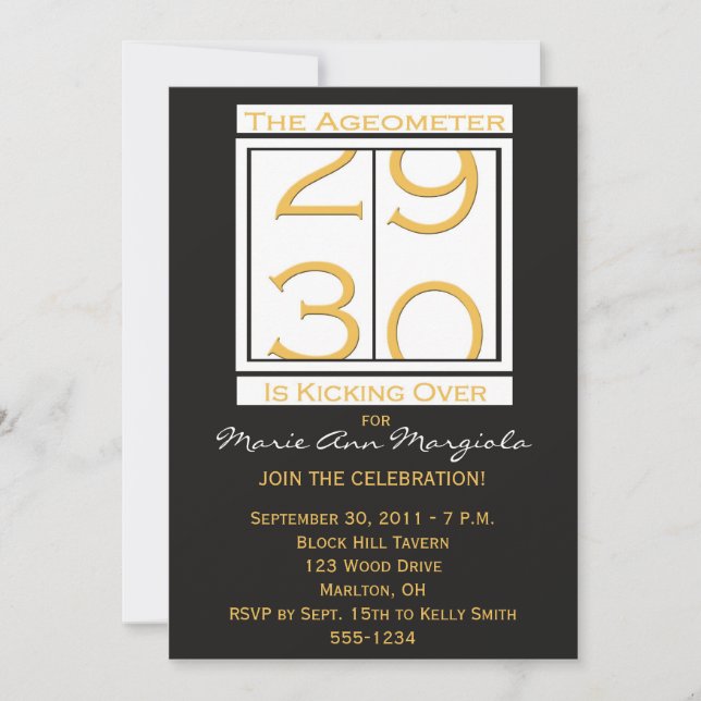 Trigésima invitación de la fiesta de cumpleaños de (Anverso)