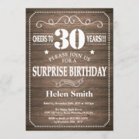 Trigésima invitación del cumpleaños de la sorpresa