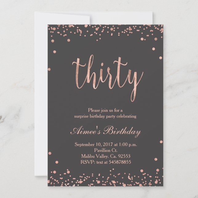 Trigésima invitación del cumpleaños del oro color (Anverso)