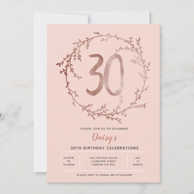 Trigésima invitación del cumpleaños del oro de los (Anverso)