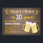 Trigésima invitación rústica del cumpleaños de las<br><div class="desc">Trigésima invitación rústica del cumpleaños de las alegrías y de las cervezas. Cumpleaños adulto. Cumpleaños de la cerveza para los hombres. Antecedentes de madera rústicos. Vintage del país retro. Para el arreglo para requisitos particulares adicional, haga clic por favor el "personalizar él" botón y utilice nuestra herramienta de diseño para...</div>