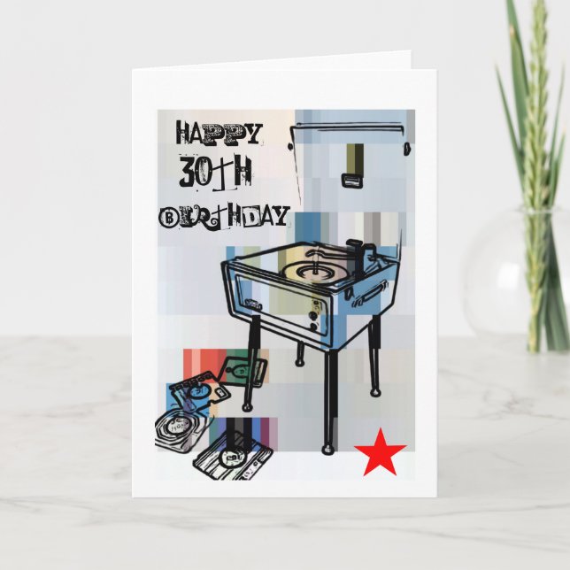 Trigésima tarjeta de cumpleaños feliz retra (Anverso)
