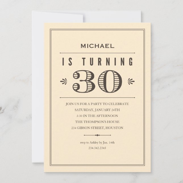 trigésimo Invitaciones del cumpleaños para los (Anverso)