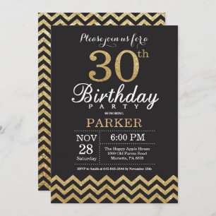 trigésimo Negro de la invitación del cumpleaños y
