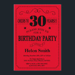 trigésimo Negro y rojo de la invitación del<br><div class="desc">trigésimo Tipografía negra y roja de la invitación del cumpleaños. Fondo negro y rojo. Cumpleaños adulto. Cumpleaños masculino de los hombres o de las mujeres. Niños muchacho o señora Teen Teenage Bday Invite del chica. décimotercero décimo quinto décimosexto décimo octavo vigésimo 21ro trigésimo 40.o 50.o 60.o 70.o 80.o 90.o 100o....</div>