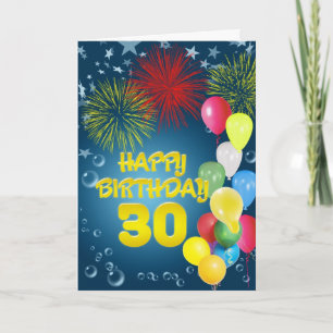 trigésimo Tarjeta de cumpleaños con los fuegos