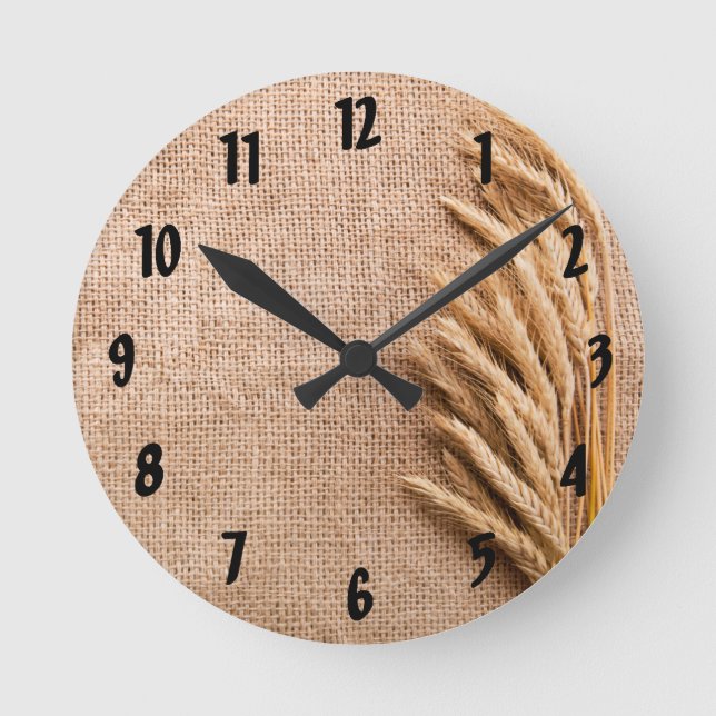 Trigo de reloj de pared en Burlap Sack Country Rus (Anverso)