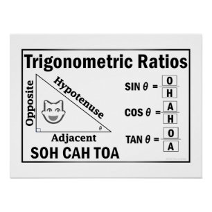 Trigonometría SOH CAH TOA Clase Poster Blanco