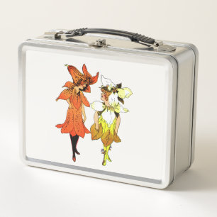 Trillium y Tiger-Lily, Whimsical Flower Book Art