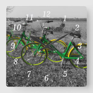 Trillizos en bicicleta Seleccionar reloj de pared