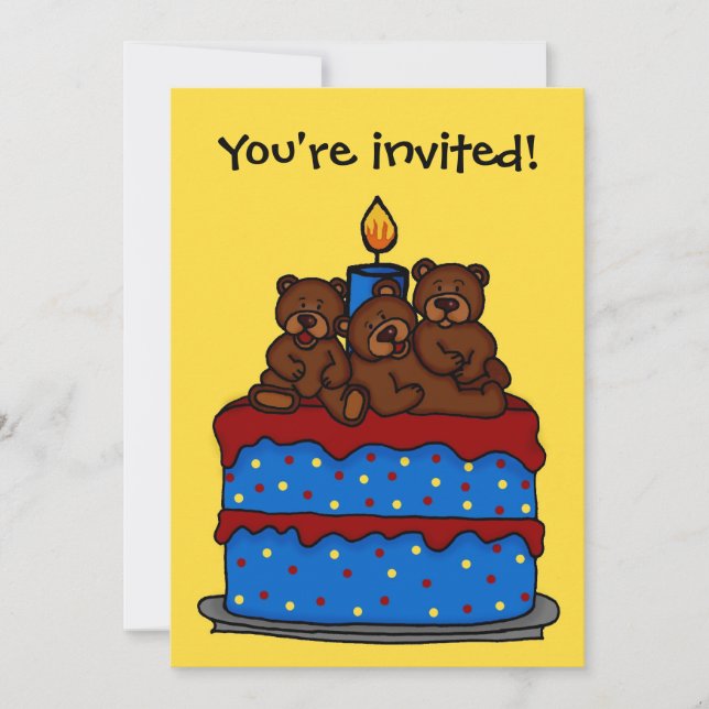 trillizos en la invitación de fiesta de cumpleaños (Anverso)