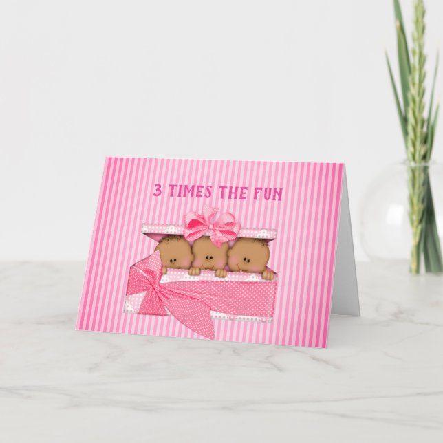 Trillizos étnicos Gracias Tarjeta De Saludo (Anverso)