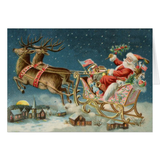Trineo Antiguo de Navidad de Papá Noel Reno (Anverso (Horizontal))