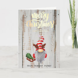 Trineo de gnomo adorable de madera Feliz Navidad  