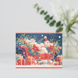 Trineo de Navidad con regalos y muñeco de nieve