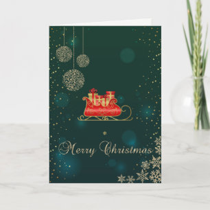 Trineo de Navidad Elegante Verde, Oro Copos de Nie