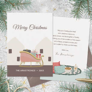 Trineo Rosa Navidad Scandi Pueblo Hygge