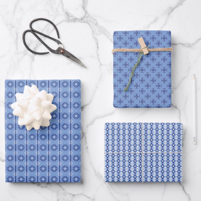 Trio Azul Francés 5 Conjunto Geométrico de Papel d (Anverso)