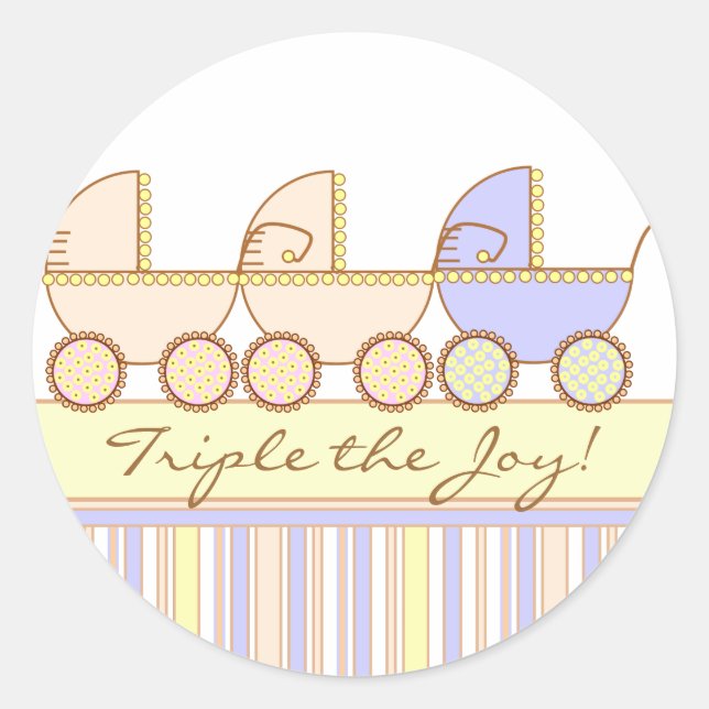 Trio Carriage Triplet Chica y Boy Pegatina (Anverso)