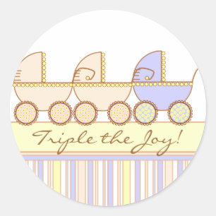 Trio Carriage Triplet Chica y Boy Pegatina