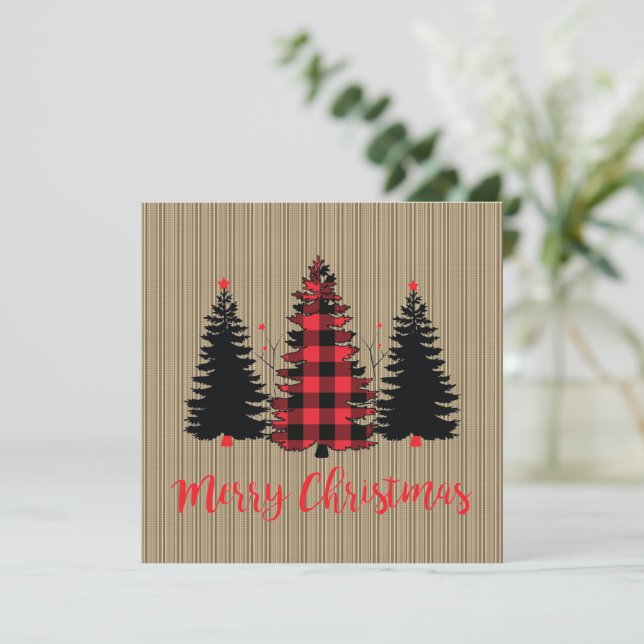 Trío de árboles de Navidad rústicos de granja (Anverso de pie)