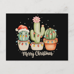 Trío de cactus sombrero de Santa Luces de Navidad