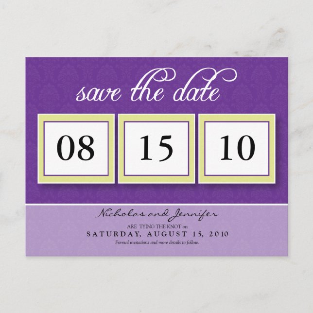 Trío de caja de Damask Guardar la postal de fecha  (Anverso)