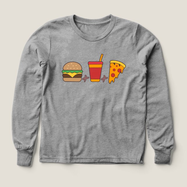 Trío de comida rápida: hamburguesa, refresco, porc (Diseño frontal)