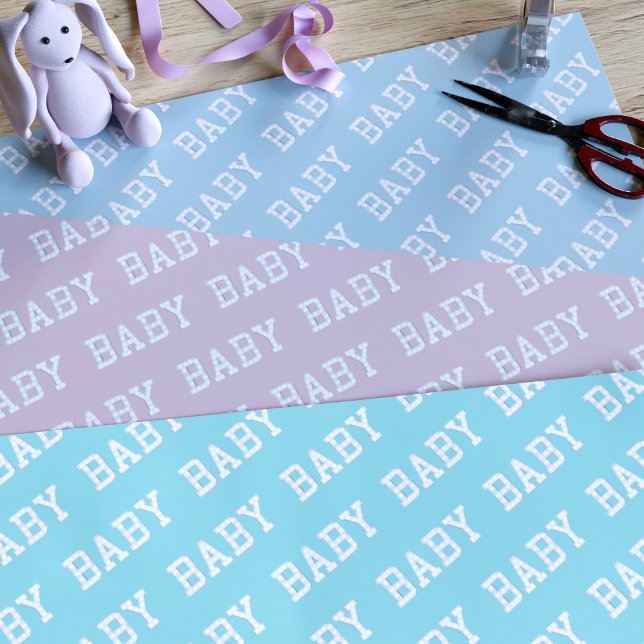 Trío de hojas de papel de ajuste de Baby Shower (A trio of wrapping paper sheets in blue, pink, and teal. Suitable for all baby shower gifts)