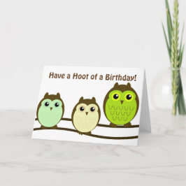 Trío de la tarjeta de cumpleaños de los búhos