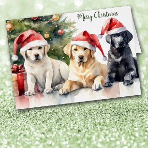 Trío de Labrador Retriever con gorro de Santa Navi