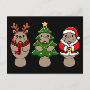 Trío de manatíes de Navidad Santa Reno Árbol Navid