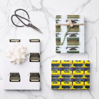 Trio de máquina de escribir papel de envolver conj