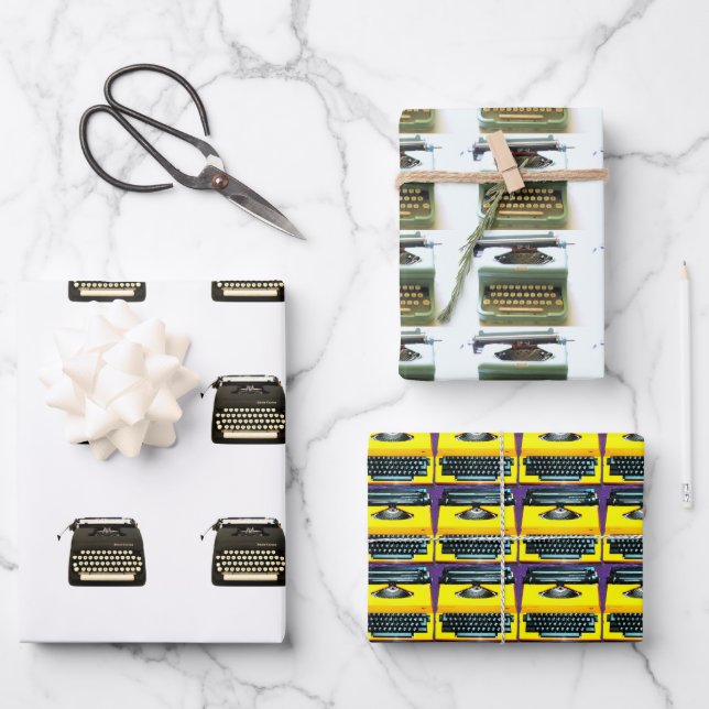 Trio de máquina de escribir papel de envolver conj (Anverso)