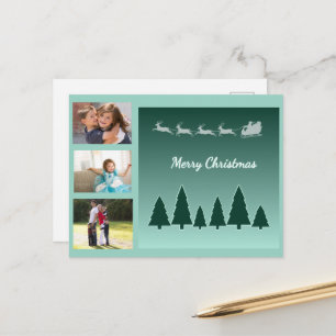 Trio de Navidad de Trineo de Siempreverde Postal