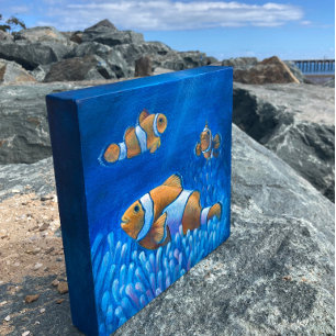 Trío de peces payaso pintado a mano en impresión a