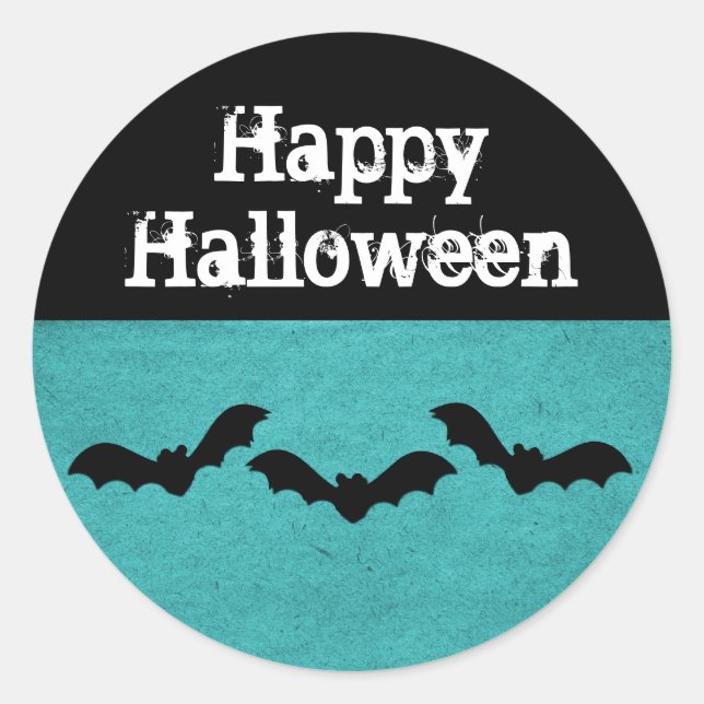 Trio de Pegatinas de Bats Halloween, Verde azulado (Anverso)